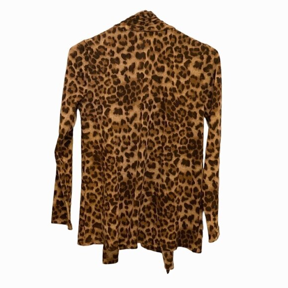 Animal Print open front cardigan with black buckle snap belts - Picture 2 of 6